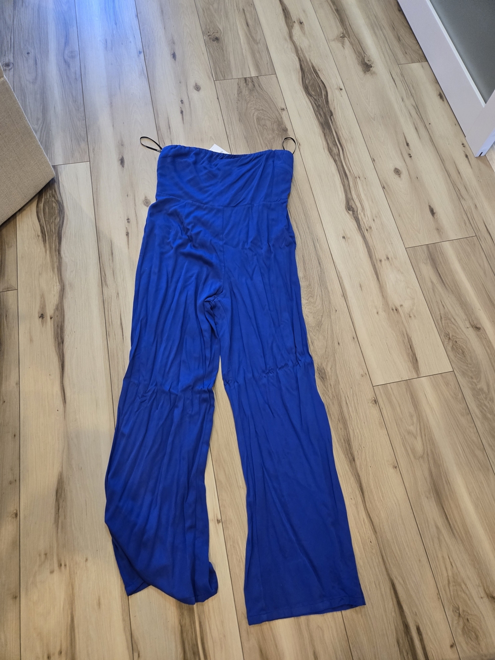 Forever 21 Royal Blue Strapless Wide-Leg Jumpsuit